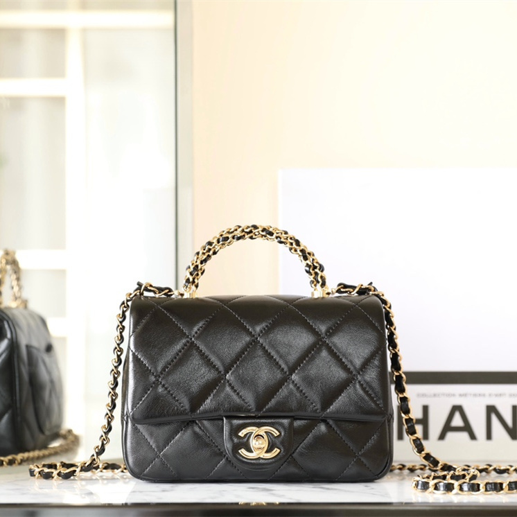 高仿Chanel*24B系列AS5032小羊皮單肩包黑色小號免檢版