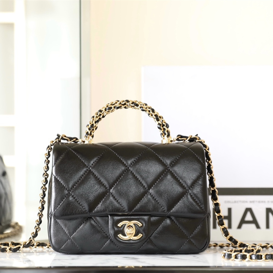 高仿Chanel*24B系列AS5032小羊皮單肩包黑色小號免檢版