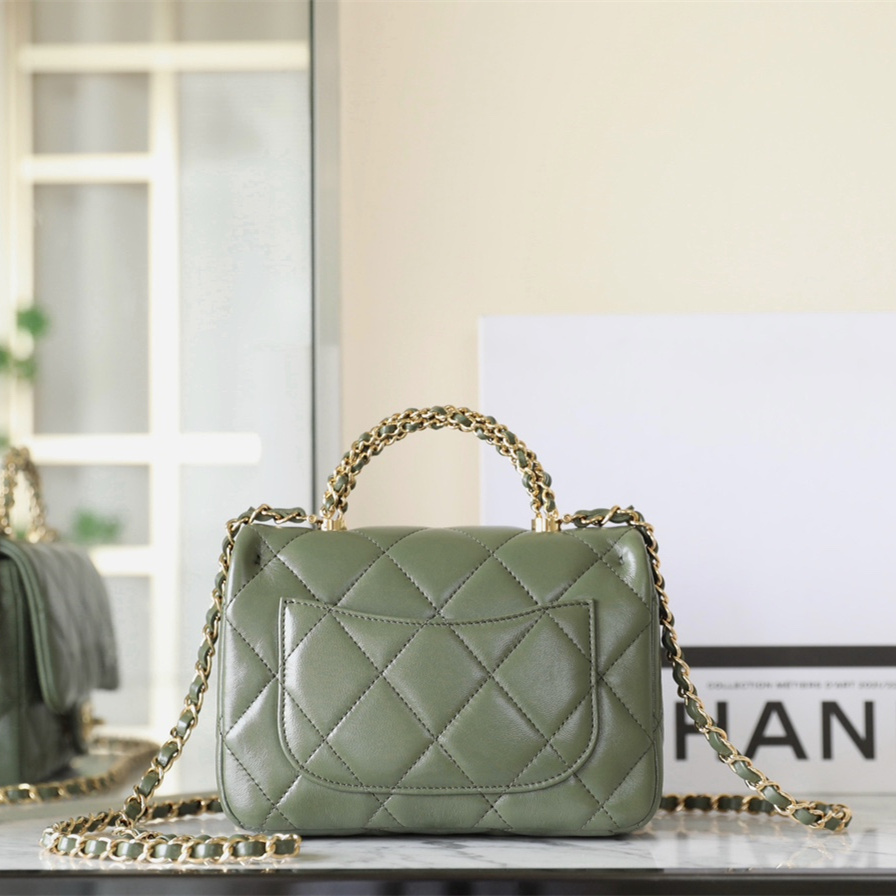 高仿Chanel*24B系列AS5032小羊皮單肩包古巴綠小號免檢版