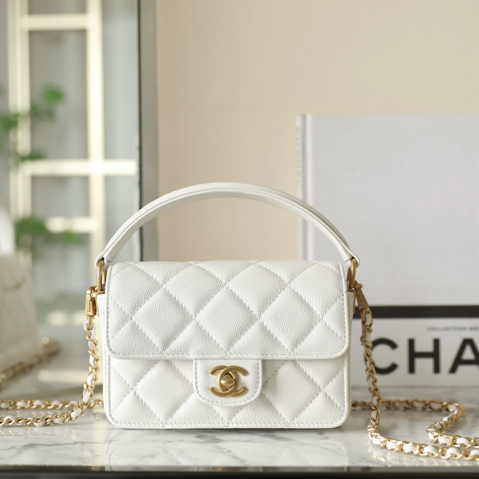 高仿Chanel*24K系列AS03002手柄口蓋包Mini牛皮免檢版