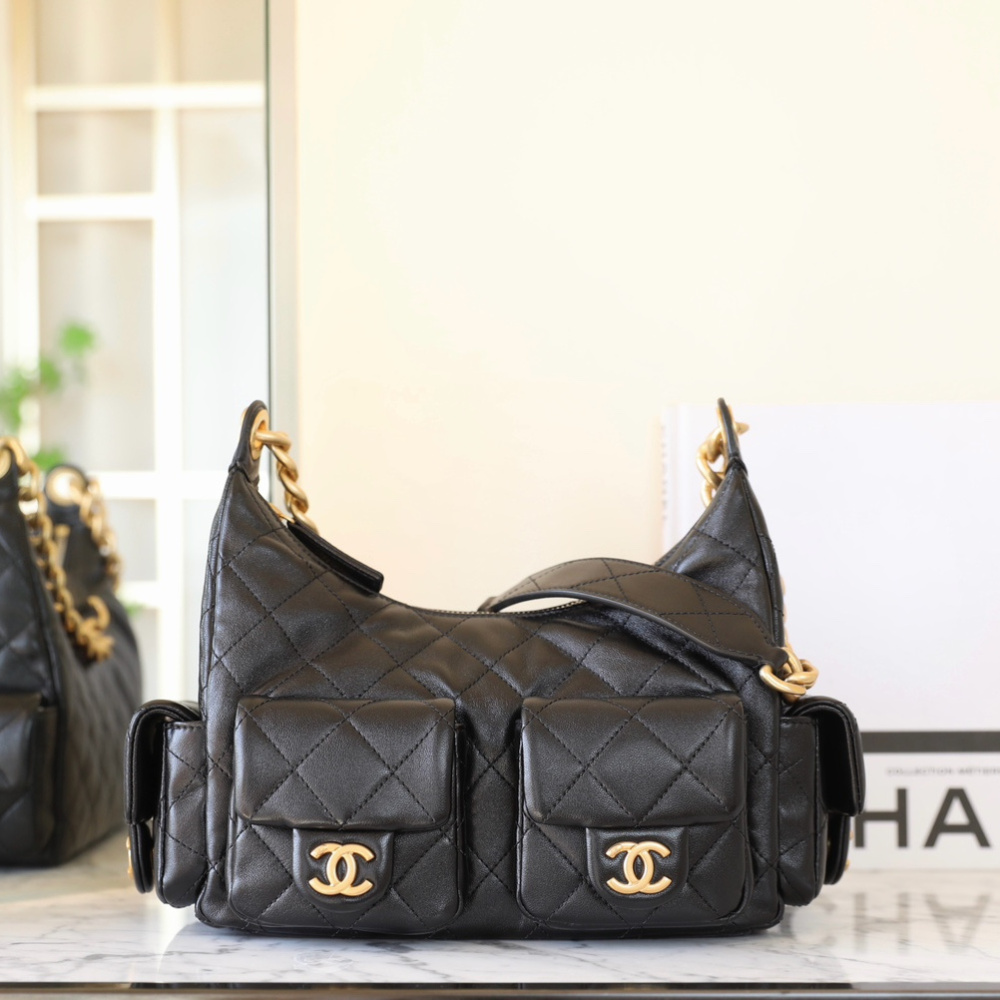 高仿Chanel*25C系列AS5339Hobo手提單肩袋小羊皮小號免檢版