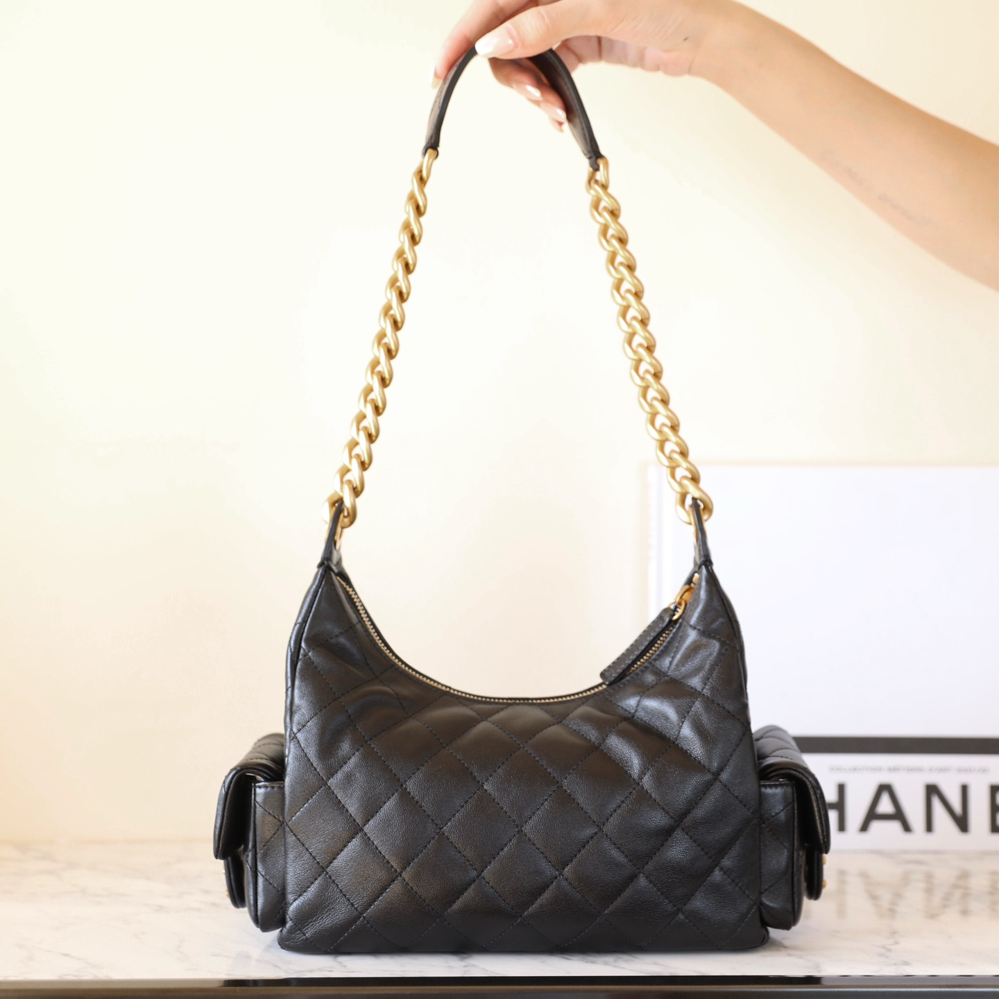 高仿Chanel*25C系列AS5339Hobo手提單肩袋小羊皮小號免檢版