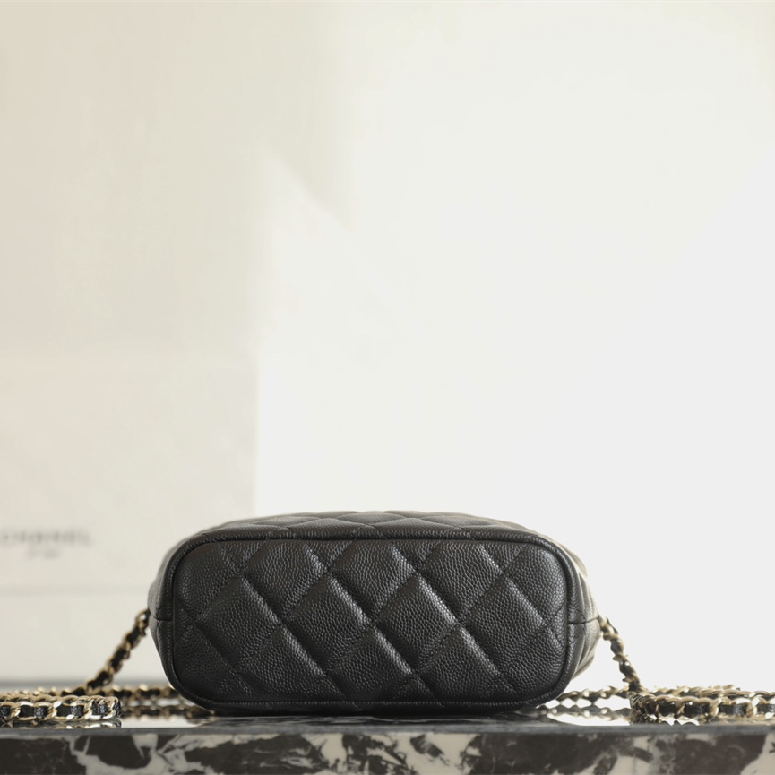 高仿Chanel*25C系列AS4386顆粒面小牛皮飯盒包黑色免檢版