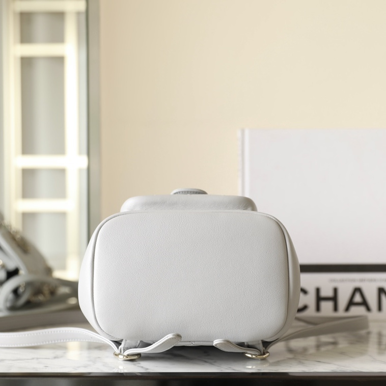 高仿Chanel*24K系列AS2908小牛皮淡灰雙肩包小號免檢版