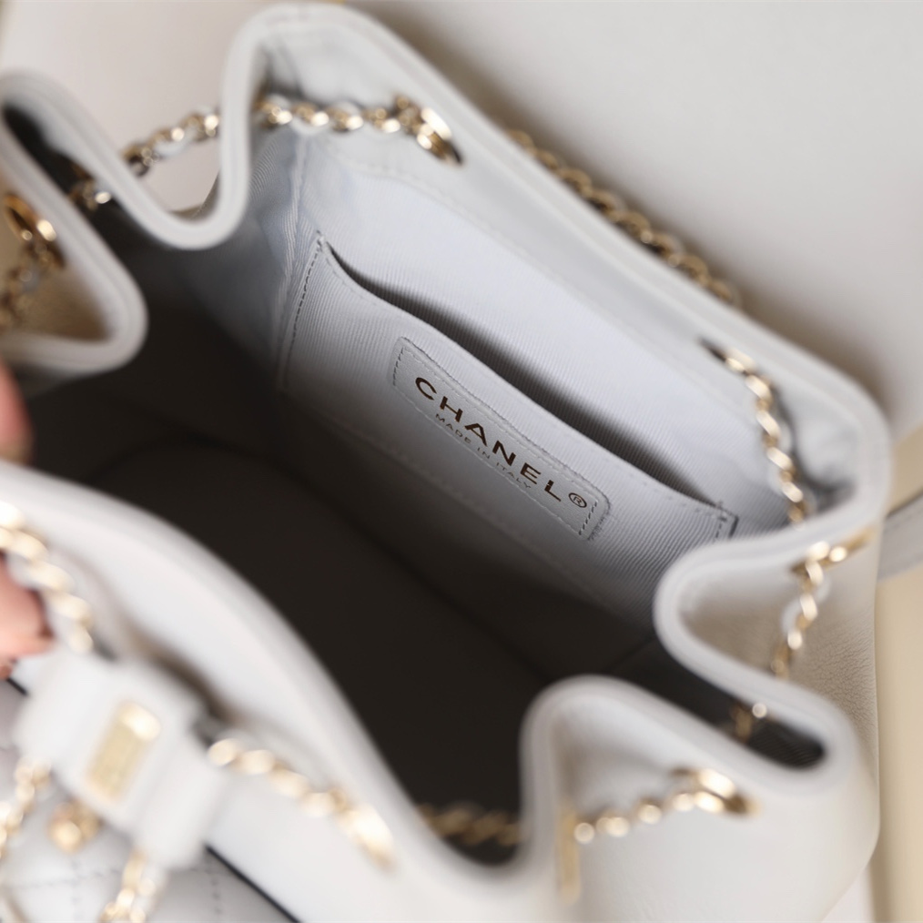 高仿Chanel*24K系列AS2908小牛皮淡灰雙肩包小號免檢版