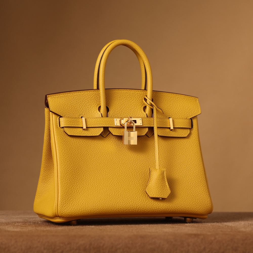 高仿Hermes*Birkin25Togo牛皮琥珀黃金扣/純手工