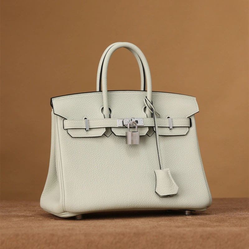 高仿Hermes*Birkin25Togo牛皮水晶灰銀扣/純手工