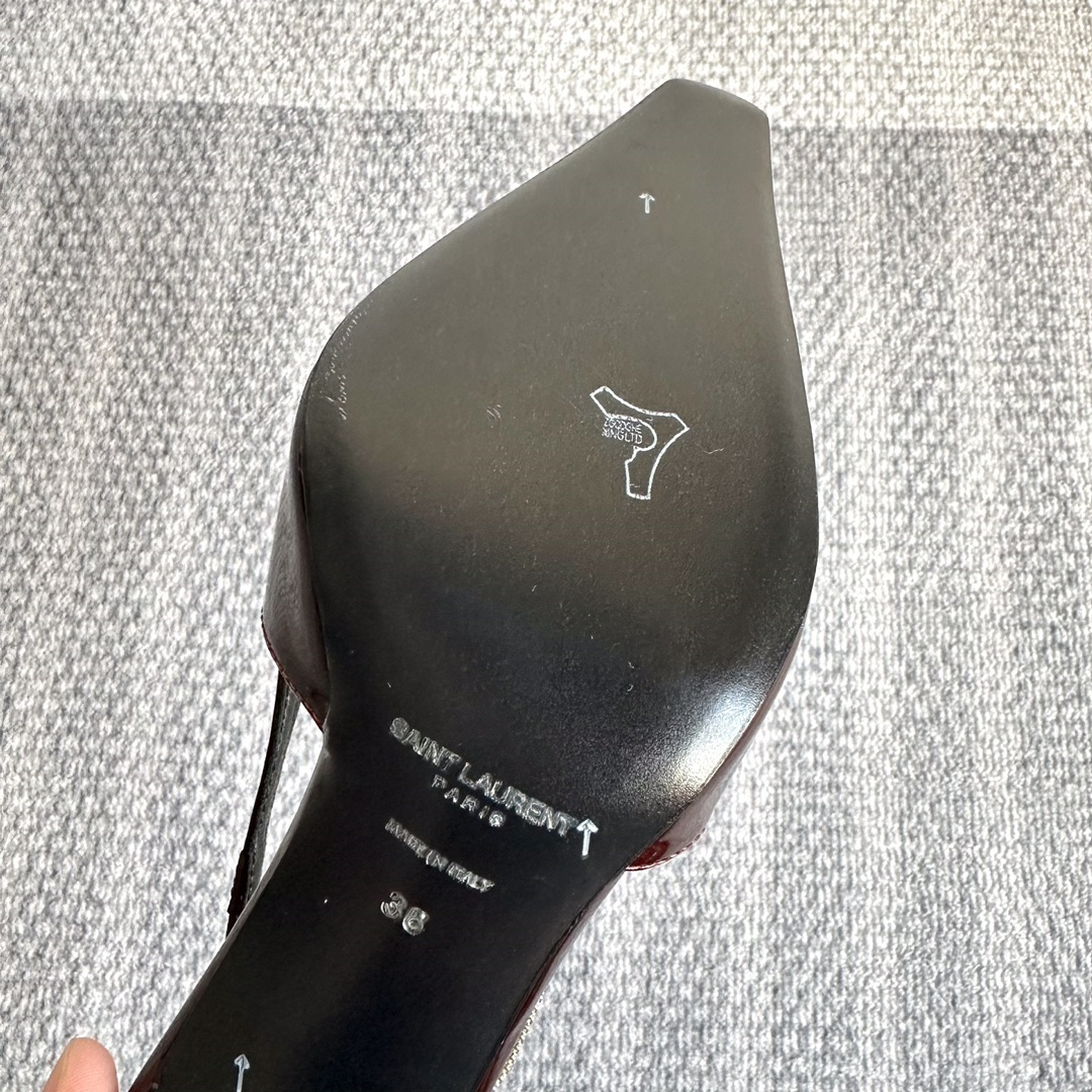 高仿YSL/聖羅蘭*24系列776352A小牛皮皮細踭鞋棕紅色免檢版