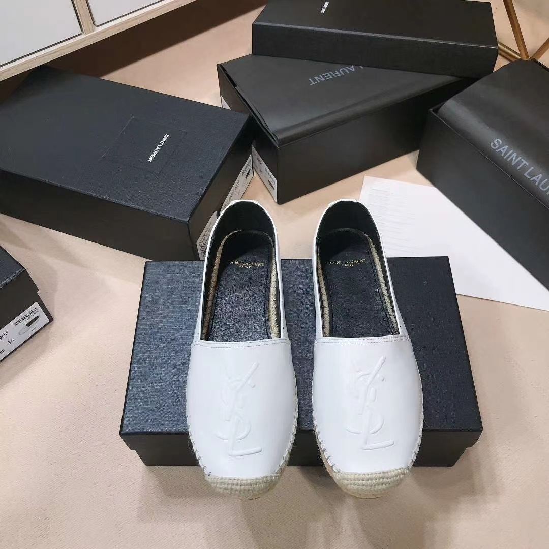 高仿YSL/聖羅蘭*4848910小羊皮漁夫鞋白色免檢版
