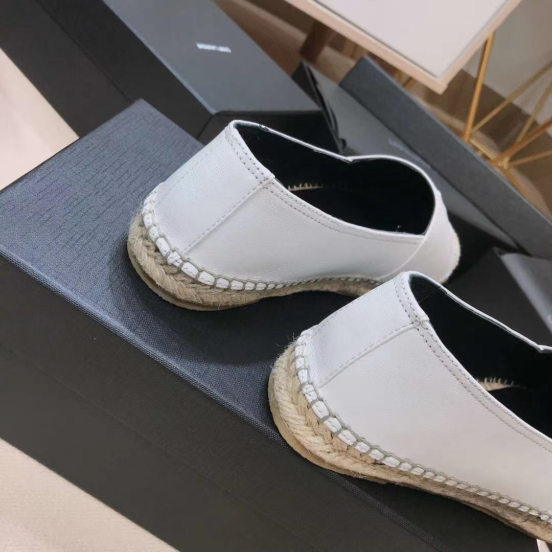 高仿YSL/聖羅蘭*4848910小羊皮漁夫鞋白色免檢版