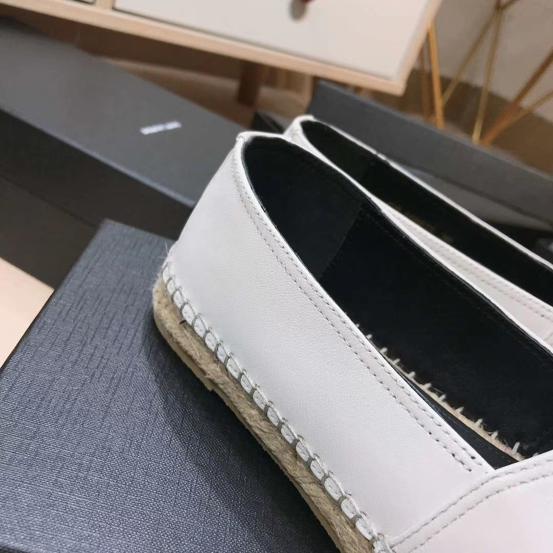 高仿YSL/聖羅蘭*4848910小羊皮漁夫鞋白色免檢版