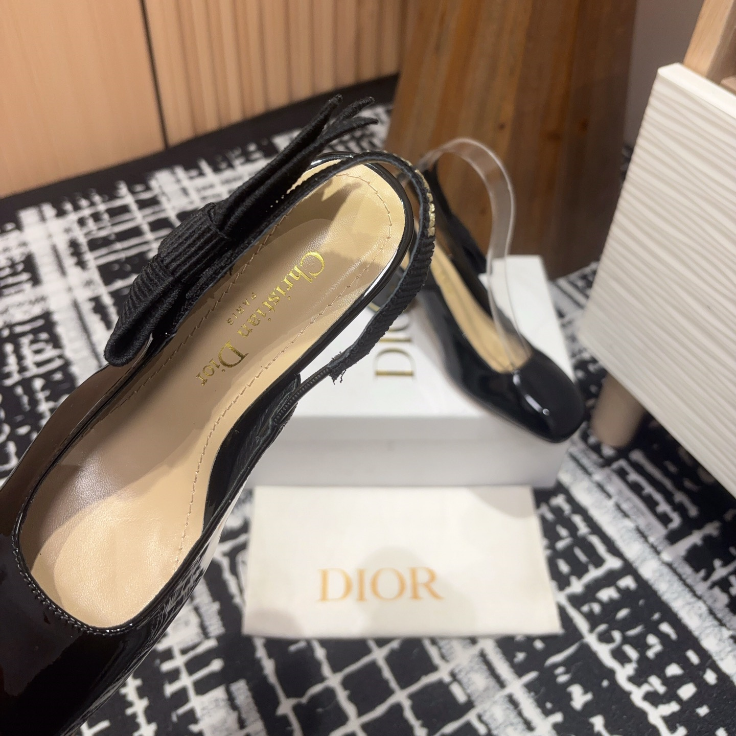 高仿Dior*Miss系列KDV272露跟蝴蝶結高踭鞋黑色免檢版