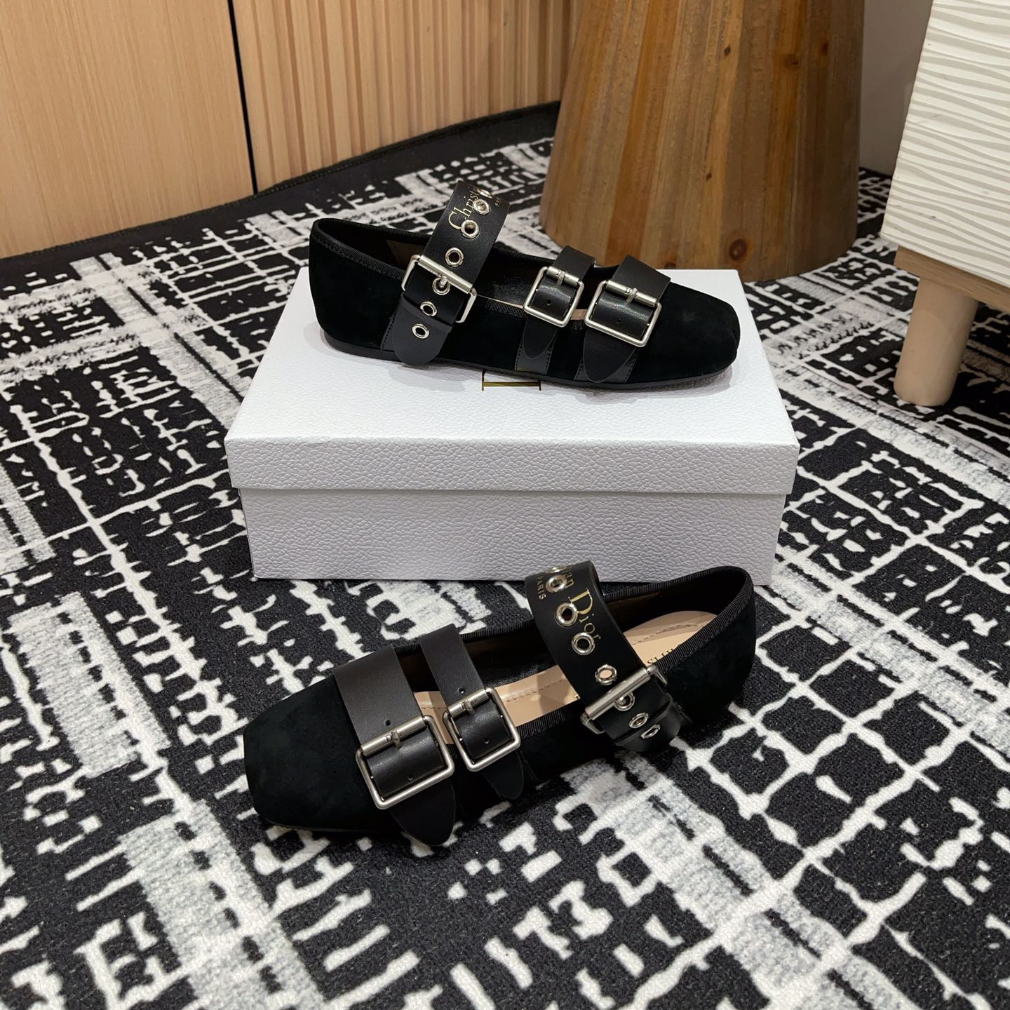 高仿Dior*Punk系列KCB946平頭塔扣休閒單鞋黑色免檢版
