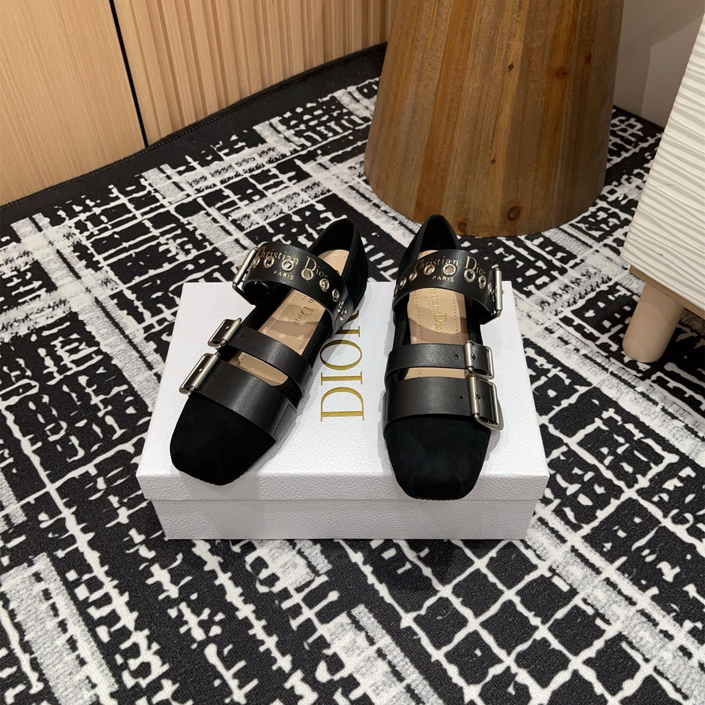 高仿Dior*Punk系列KCB946平頭塔扣休閒單鞋黑色免檢版