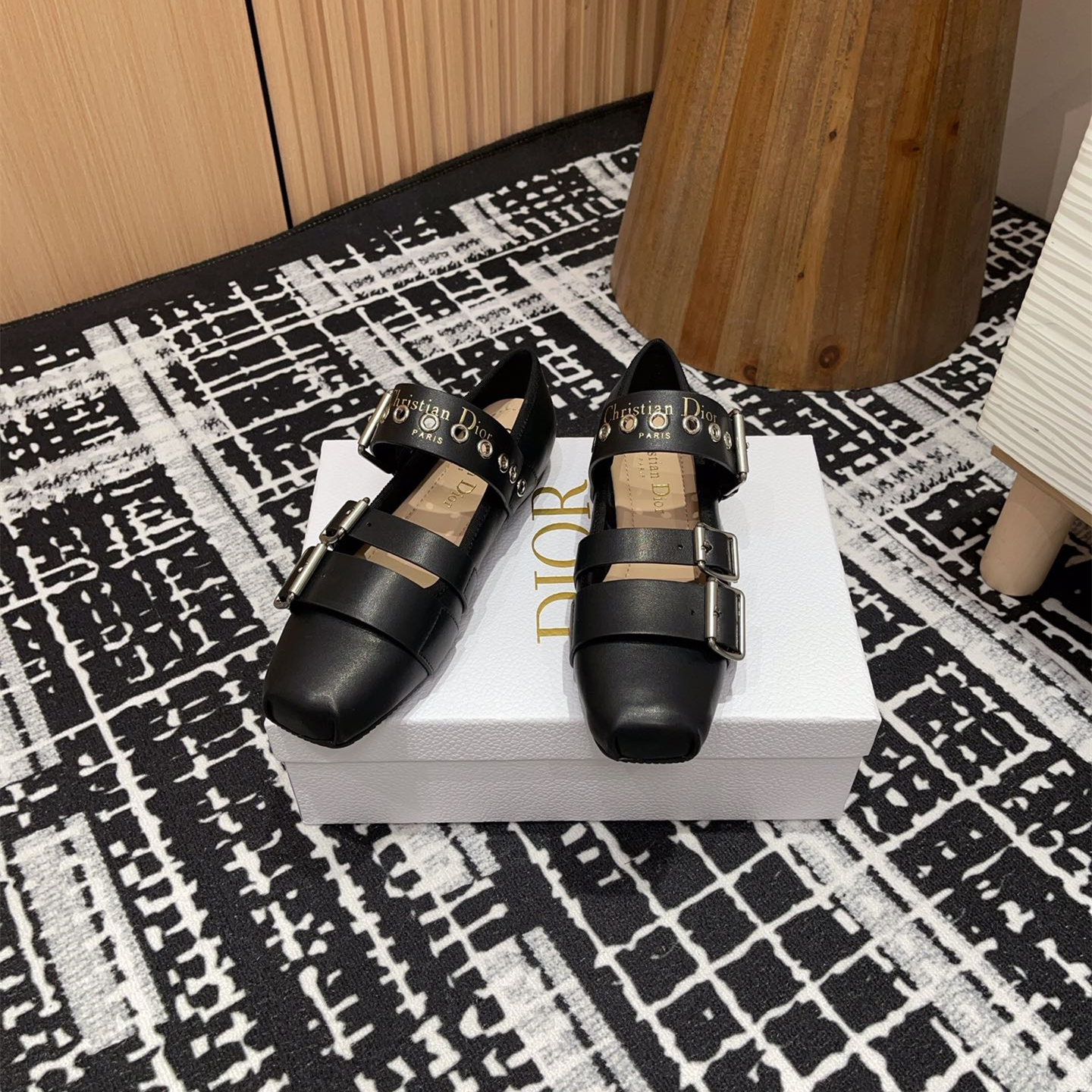 高仿Dior*Punk系列KCB946平頭塔扣休閒單鞋黑色免檢版
