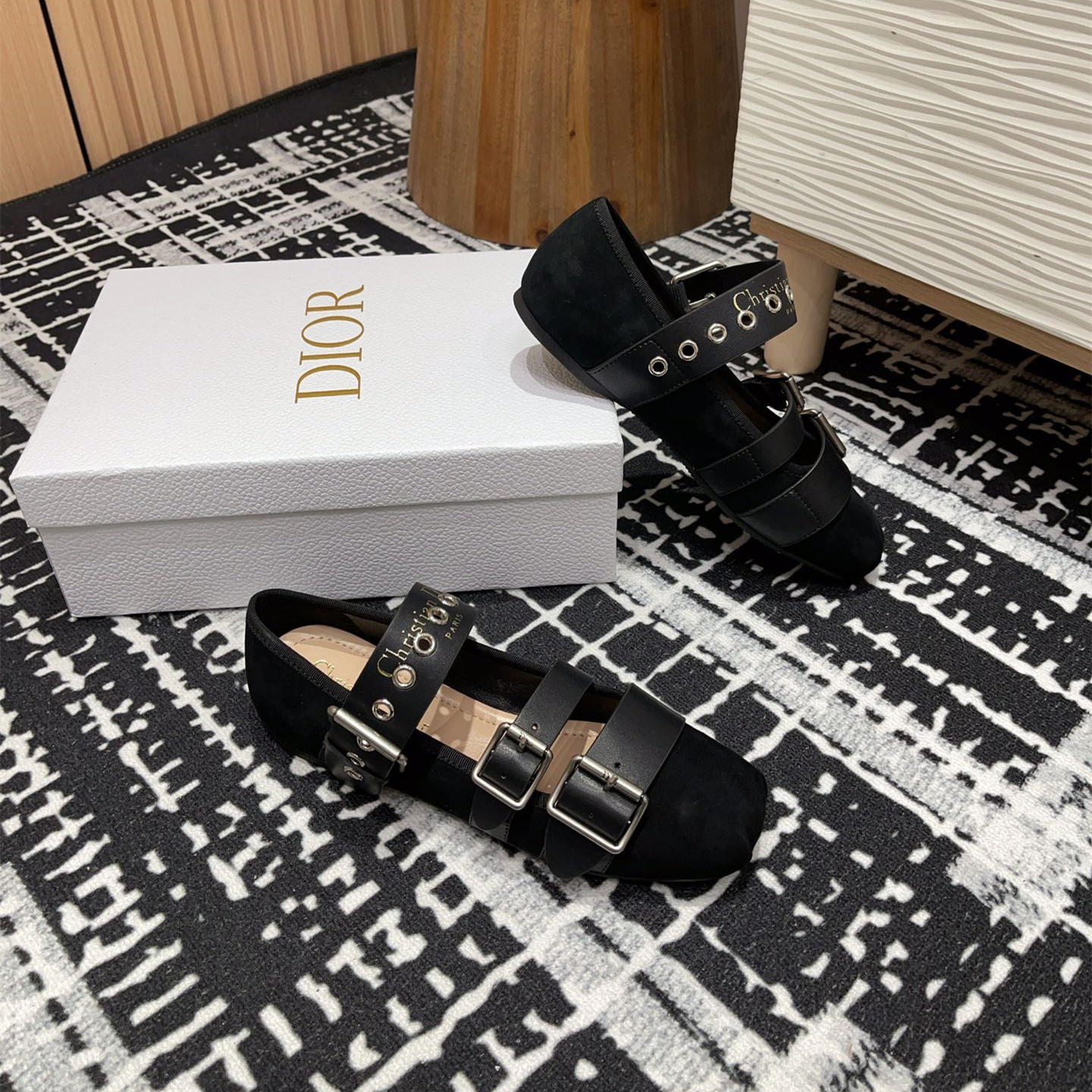 高仿Dior*Punk系列KCB946平頭塔扣休閒單鞋黑色免檢版