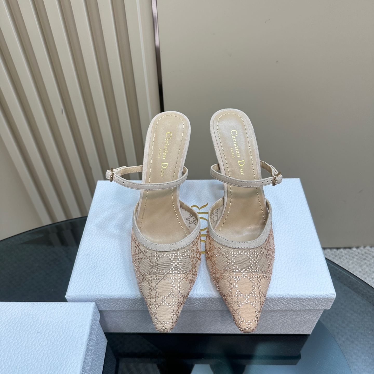 高仿Dior*Capture系列KCV296尖頭塔扣高踭鞋10CM裸色免檢版