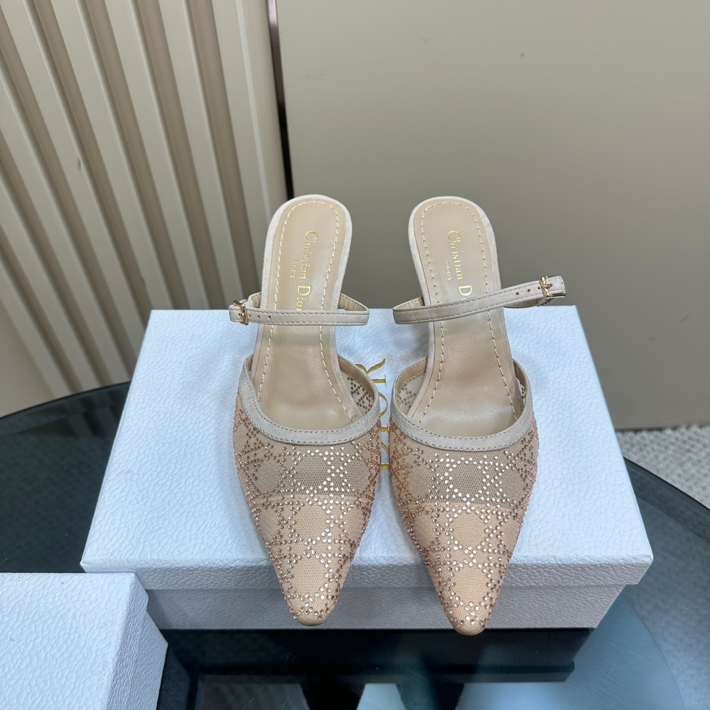 高仿Dior*Capture系列KCV299尖頭塔扣高踭鞋6.5CM裸色免檢版