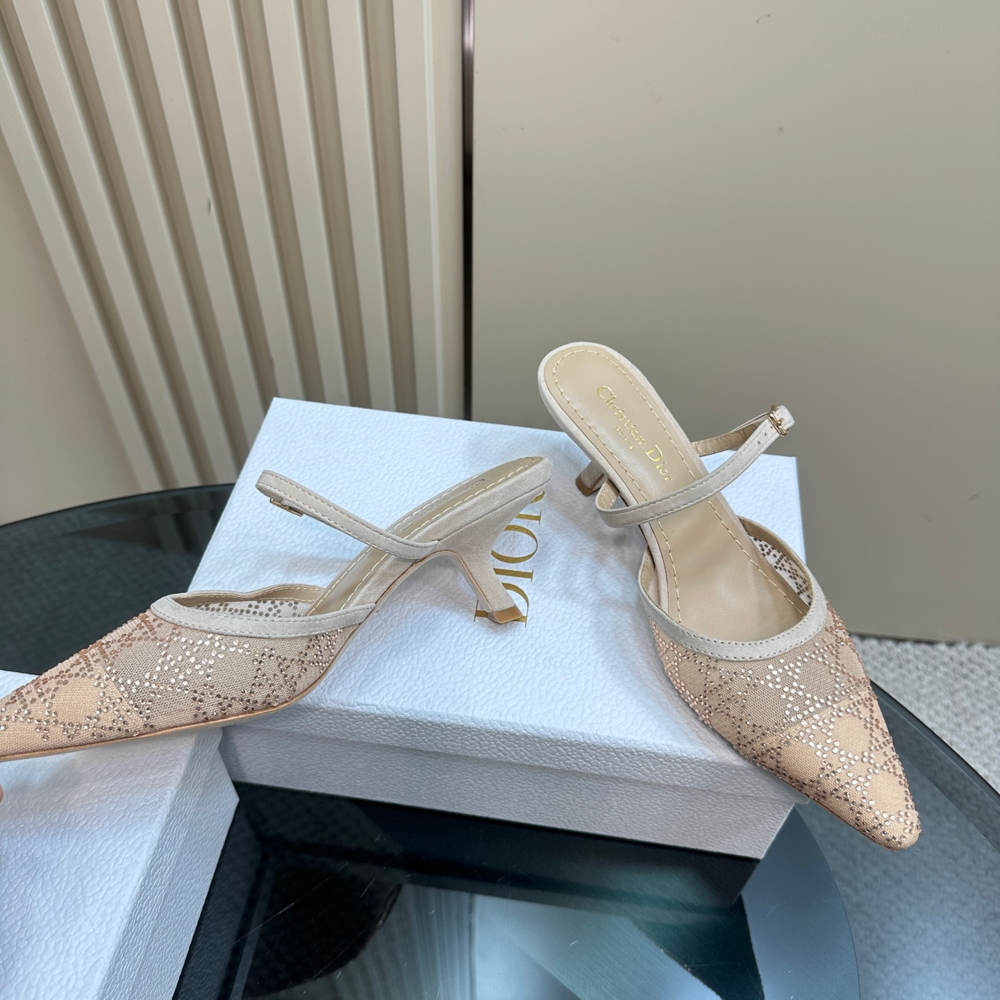 高仿Dior*Capture系列KCV299尖頭塔扣高踭鞋6.5CM裸色免檢版