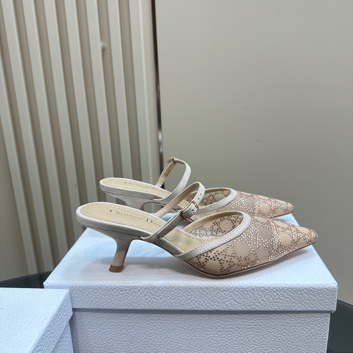 高仿Dior*Capture系列KCV299尖頭塔扣高踭鞋6.5CM裸色免檢版