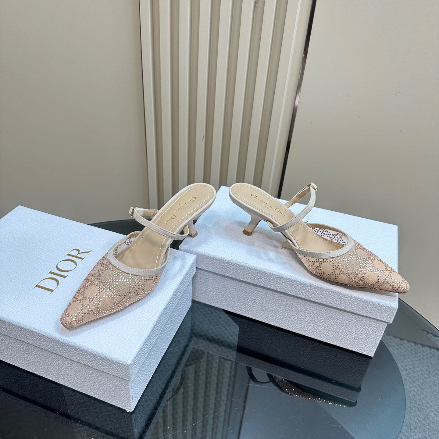 高仿Dior*Capture系列KCV299尖頭塔扣高踭鞋6.5CM裸色免檢版