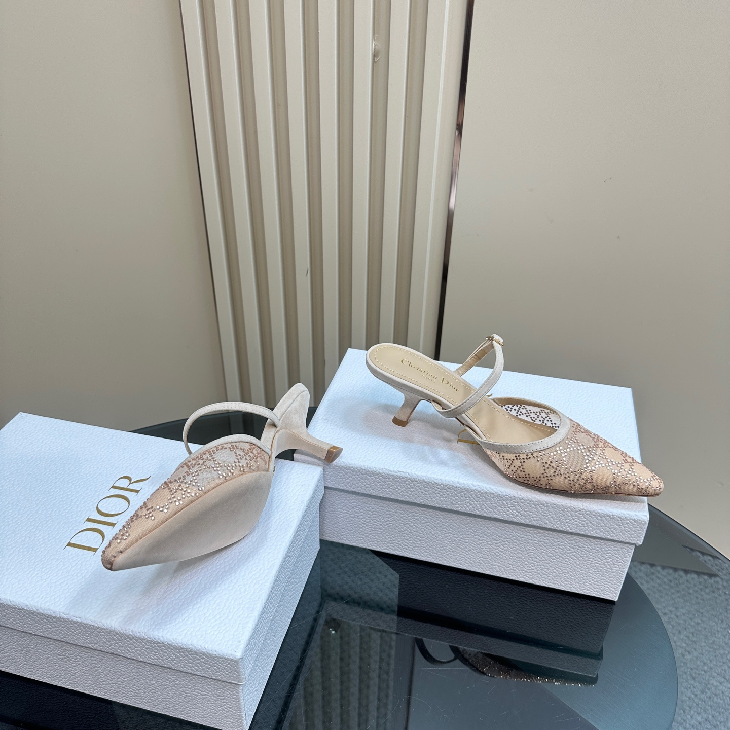 高仿Dior*Capture系列KCV299尖頭塔扣高踭鞋6.5CM裸色免檢版