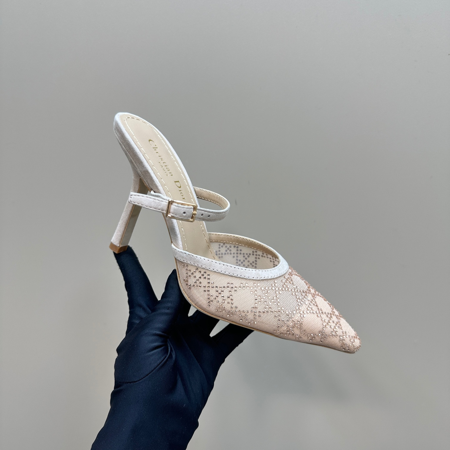 高仿Dior*Capture系列KCV296尖頭塔扣高踭鞋10CM裸色免檢版