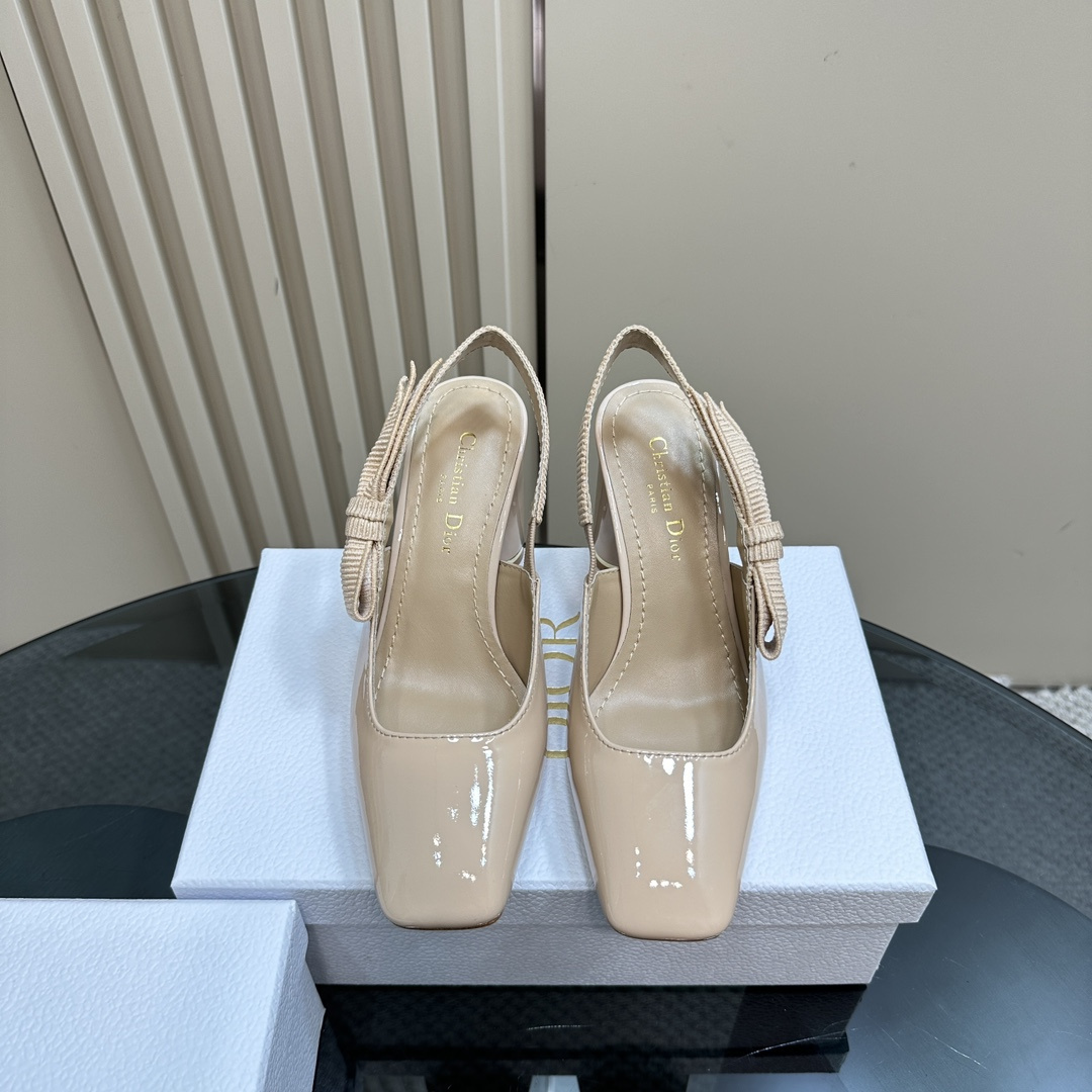 高仿Dior*Miss系列KAD278蝴蝶結粗跟高踭鞋8CM粉色漆皮免檢版