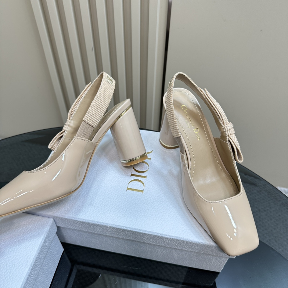 高仿Dior*Miss系列KAD278蝴蝶結粗跟高踭鞋8CM粉色漆皮免檢版