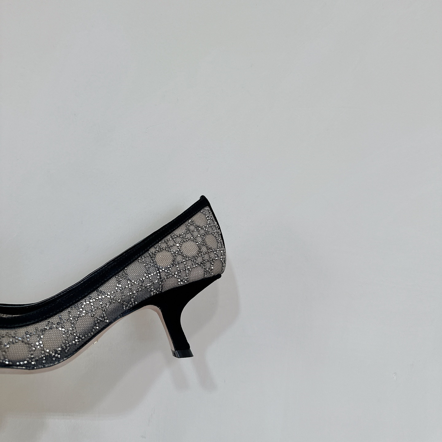 高仿Dior*Capture系列KDH304尖頭燙鑽高踭鞋6.5CM黑色免檢版