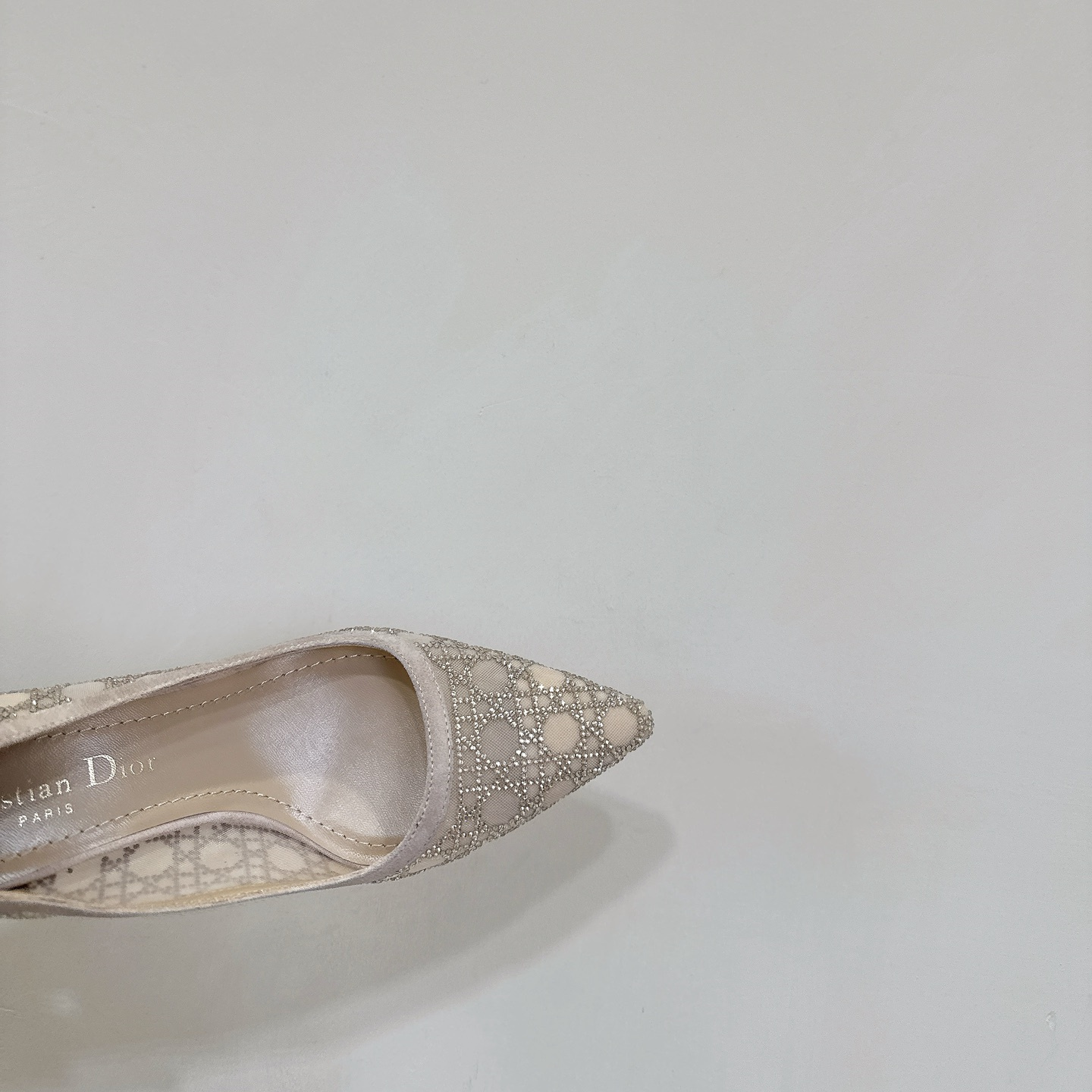 高仿Dior*Capture系列KDH305尖頭燙鑽高踭鞋6.5CM膚色免檢版