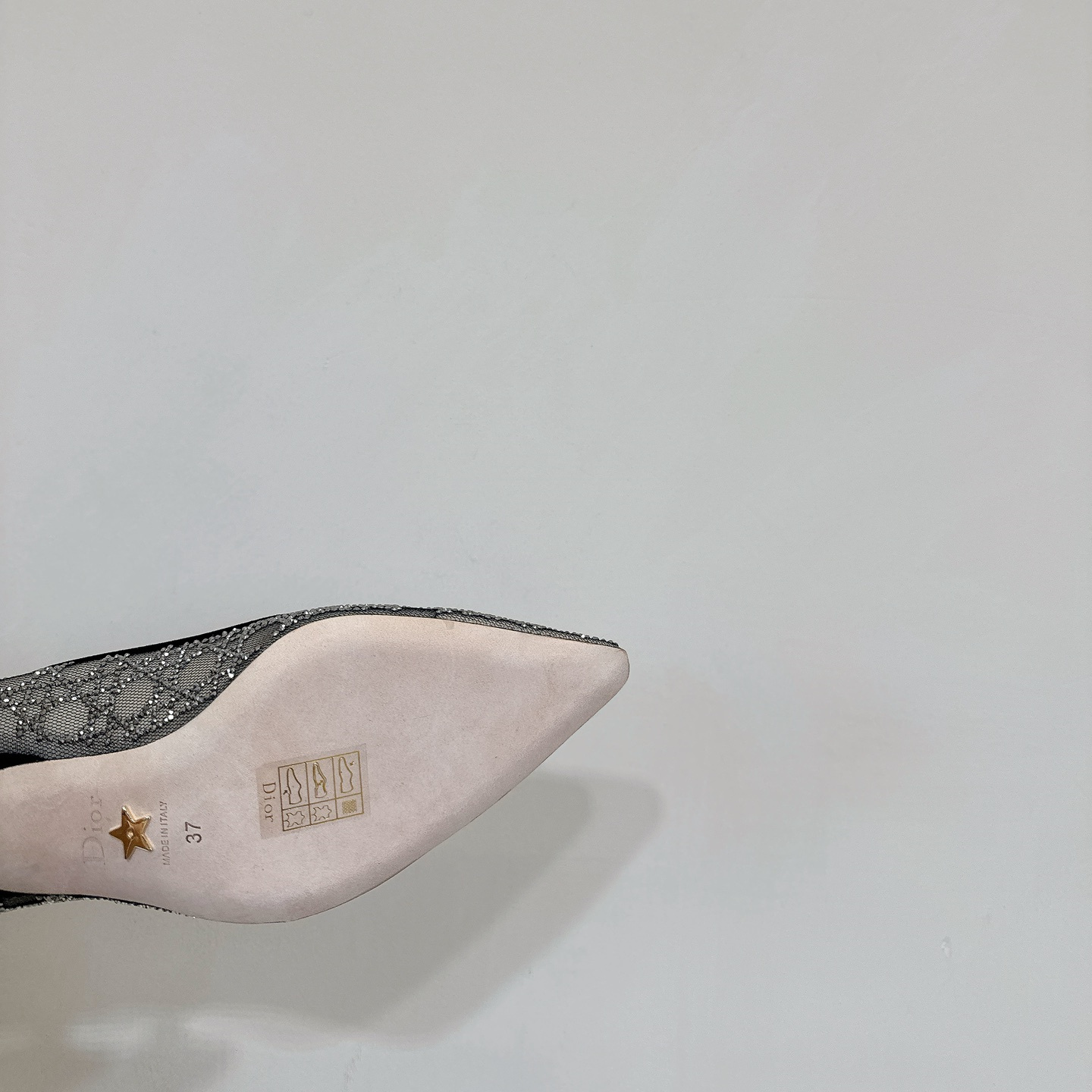 高仿Dior*Capture系列KDH304尖頭燙鑽高踭鞋6.5CM黑色免檢版