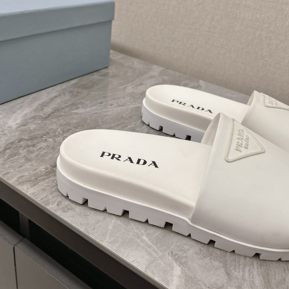 高仿Prada*2X3085M男女同款拖鞋立體字母白色免檢版