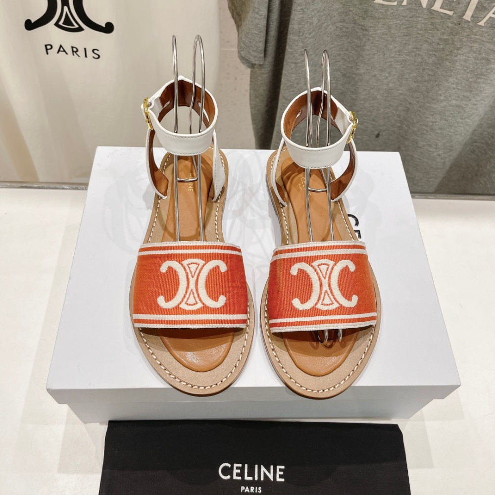 高仿Celine*357932352圓頭露趾涼鞋紅色免檢版