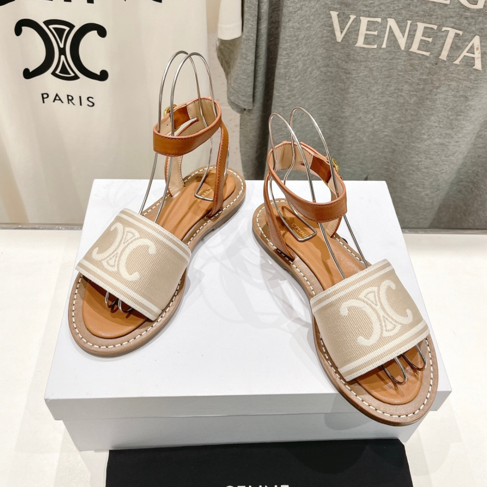 高仿Celine*357932351圓頭露趾涼鞋棕色免檢版
