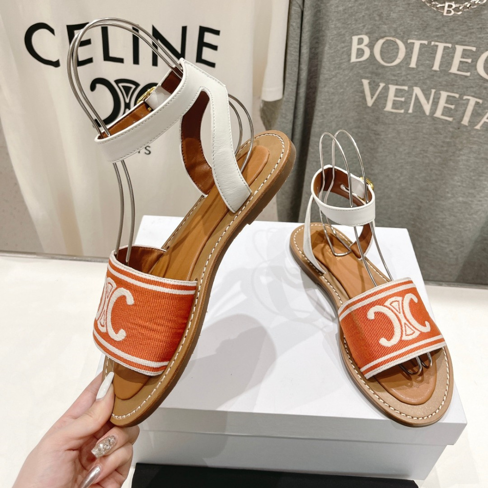 高仿Celine*357932352圓頭露趾涼鞋紅色免檢版