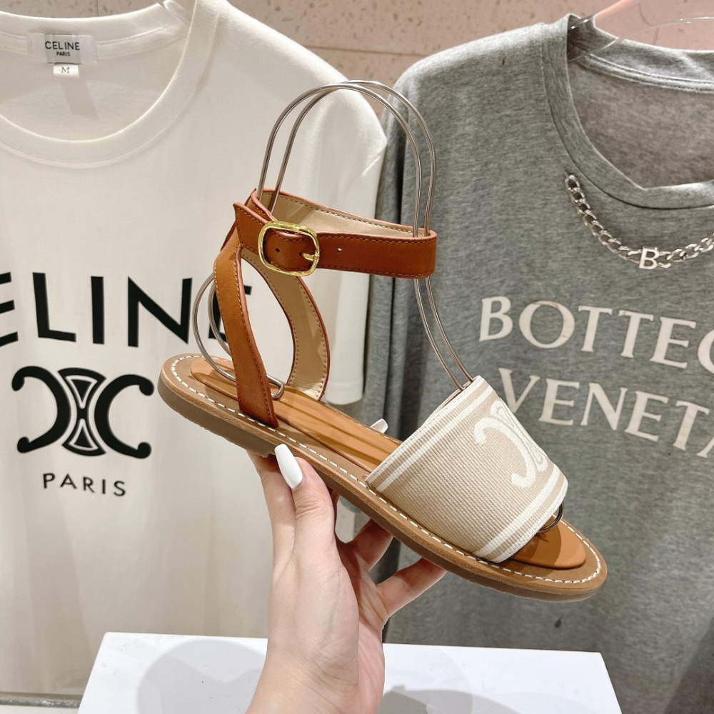高仿Celine*357932351圓頭露趾涼鞋棕色免檢版