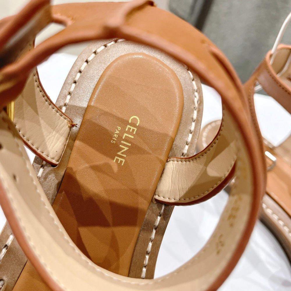 高仿Celine*357932351圓頭露趾涼鞋棕色免檢版