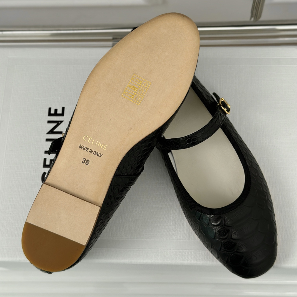 高仿Celine*354673034復古瑪麗珍單鞋蟒蛇紋黑色免檢版