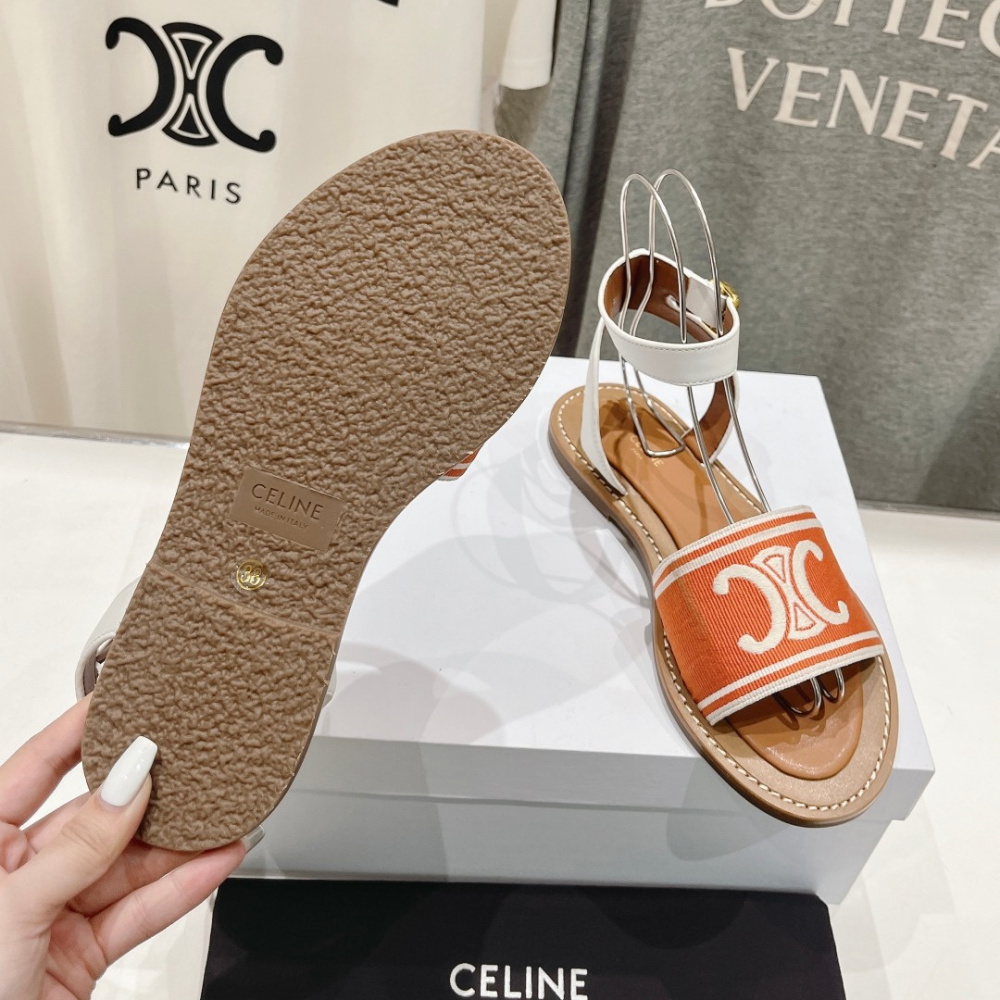 高仿Celine*357932352圓頭露趾涼鞋紅色免檢版