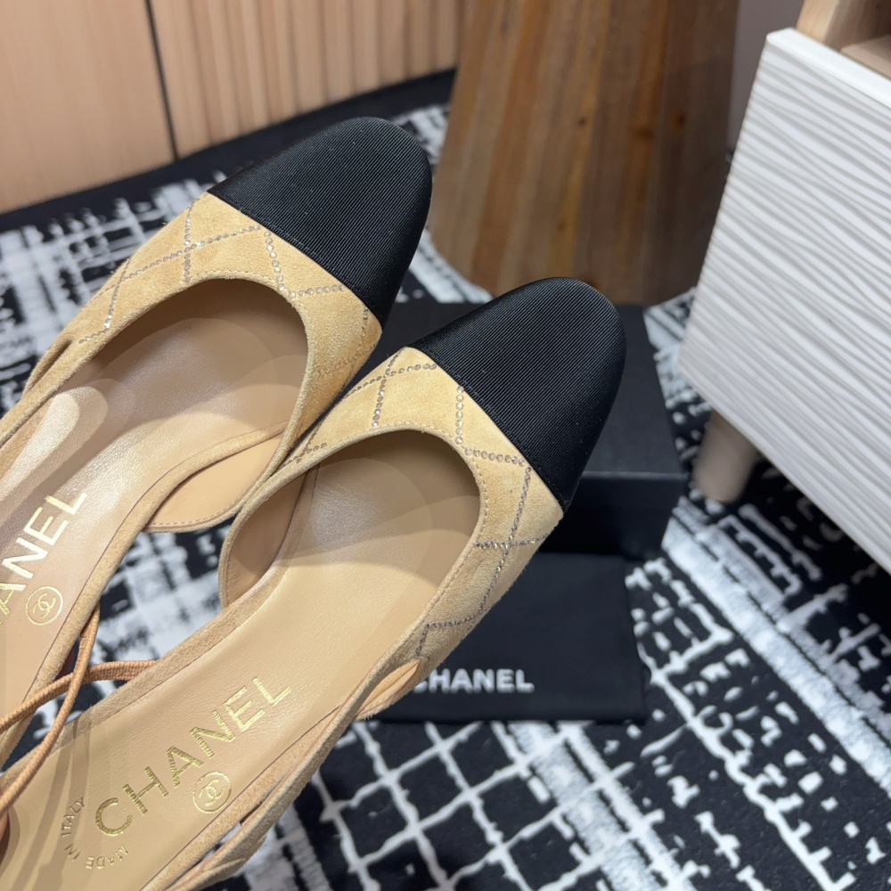 高仿Chanel*25C系列G31320小羊皮休閒單鞋黃色2CM免檢版