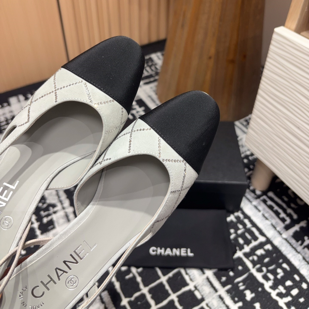 高仿Chanel*25C系列G31319小羊皮休閒單鞋灰色2CM免檢版