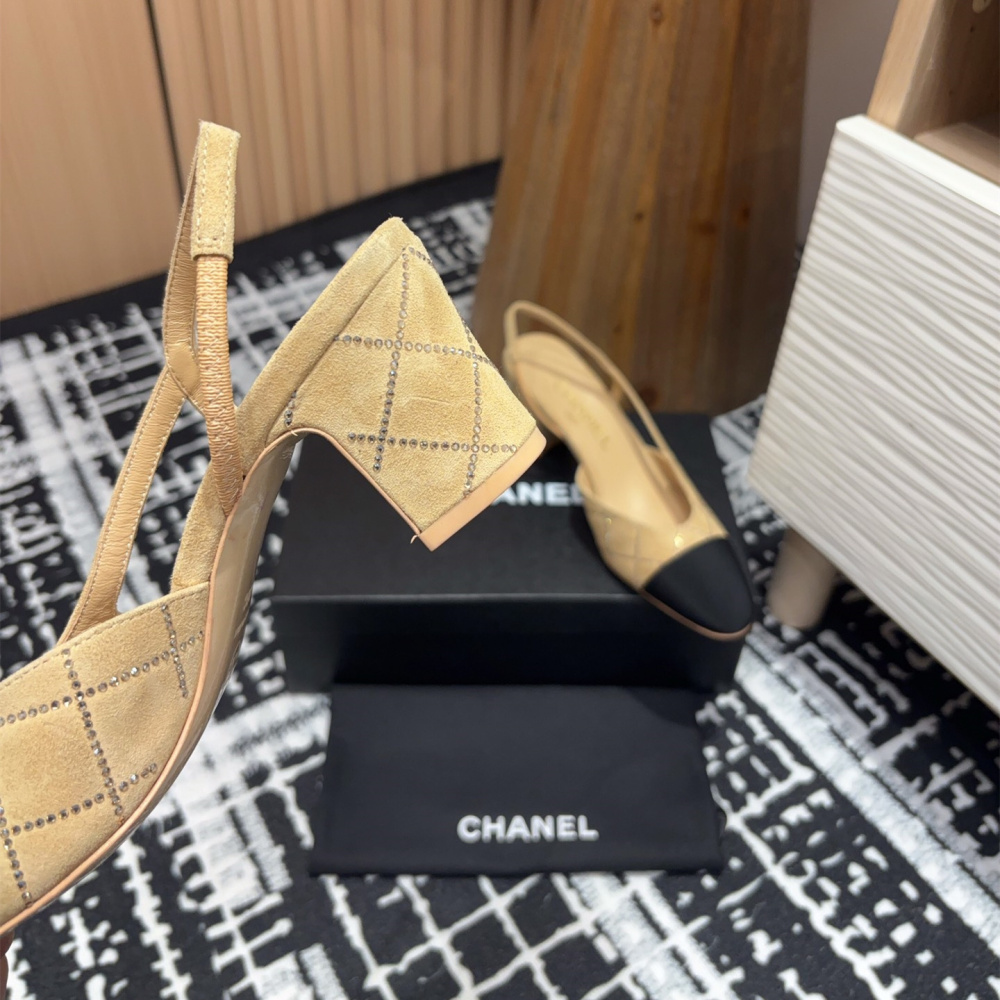 高仿Chanel*25C系列G31320小羊皮休閒單鞋黃色2CM免檢版