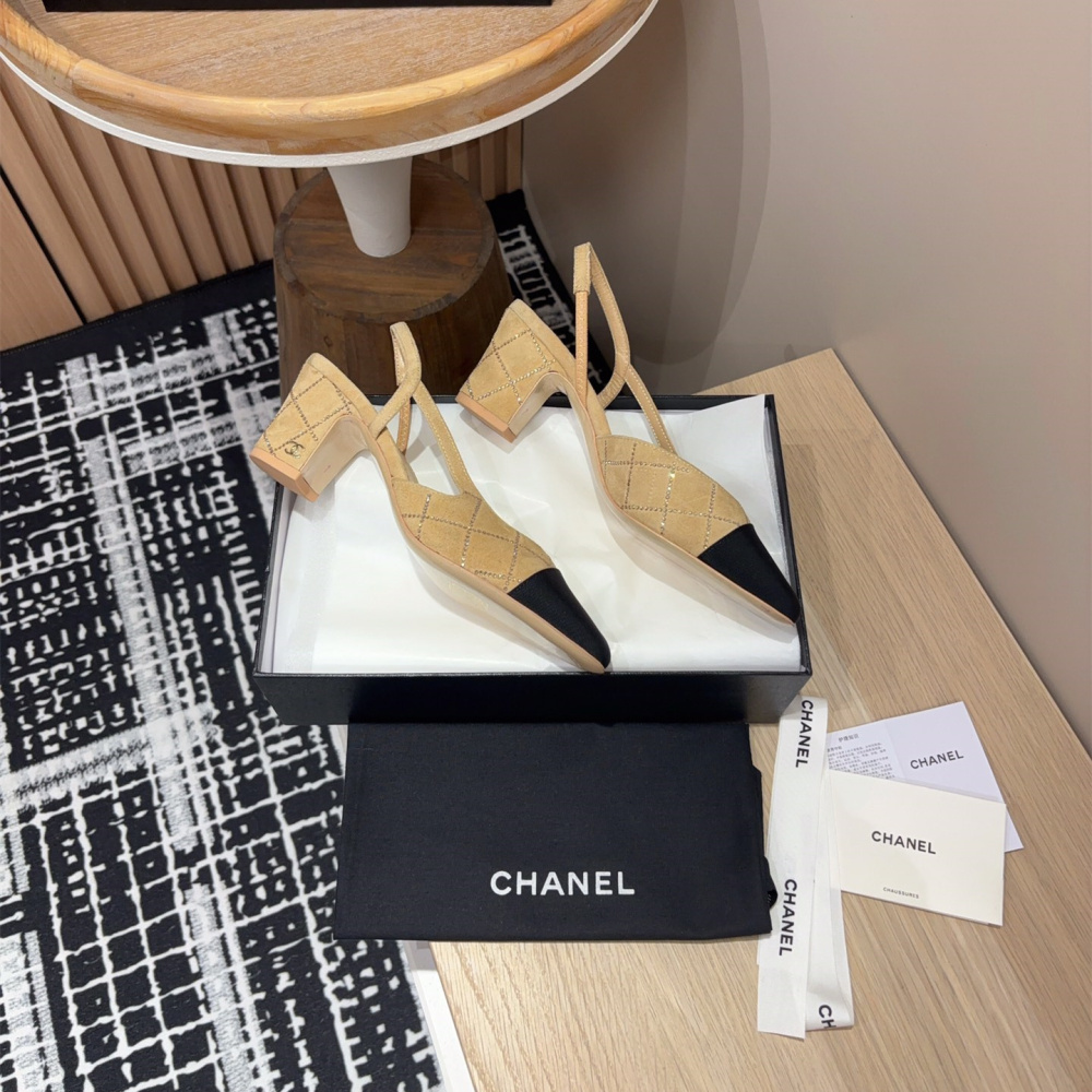 高仿Chanel*25C系列G31320小羊皮休閒單鞋黃色2CM免檢版