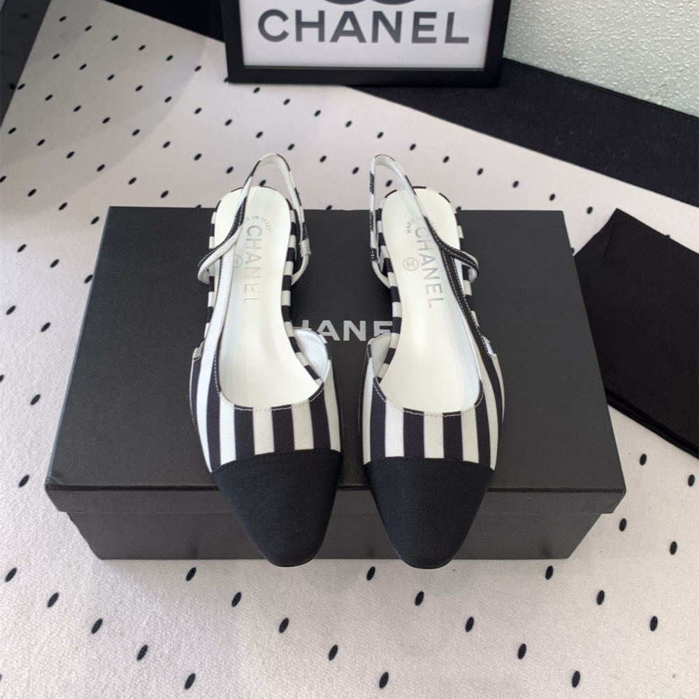 高仿Chanel*G31319B套腳露跟平底單鞋斑馬色免檢版