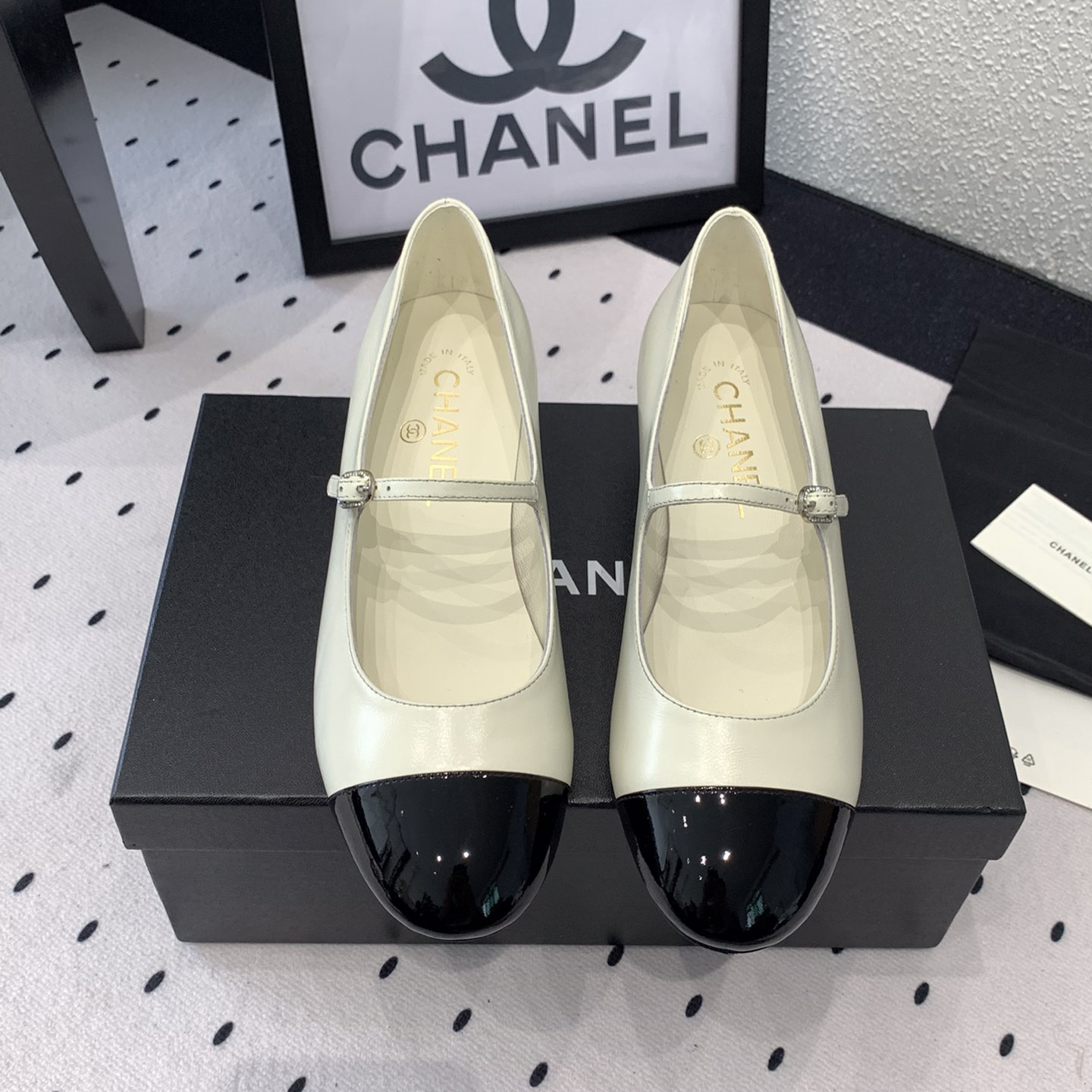 高仿Chanel*G38897小羊皮瑪麗珍單鞋象牙白免檢版