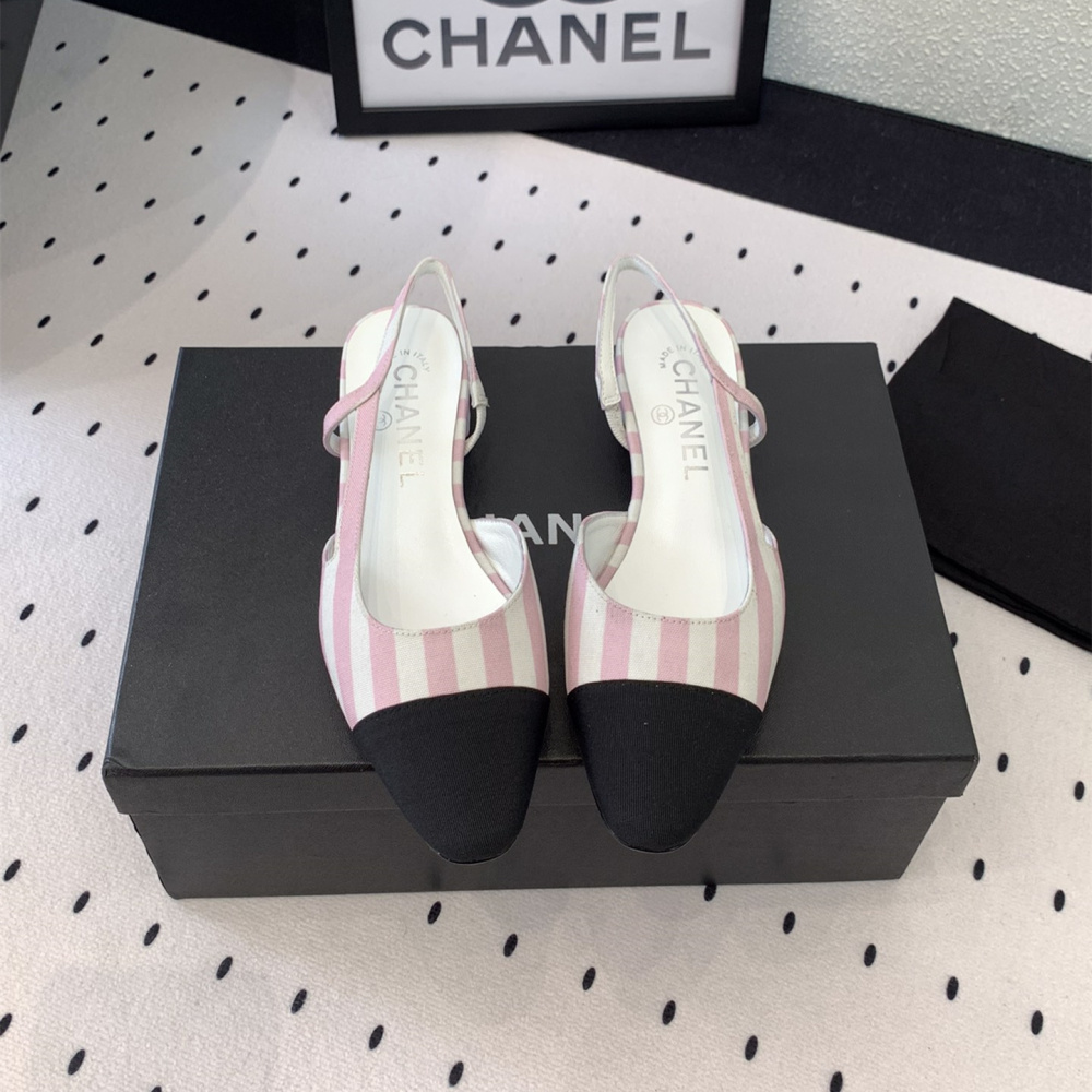 高仿Chanel*G31319A套腳露跟平底單鞋粉色免檢版
