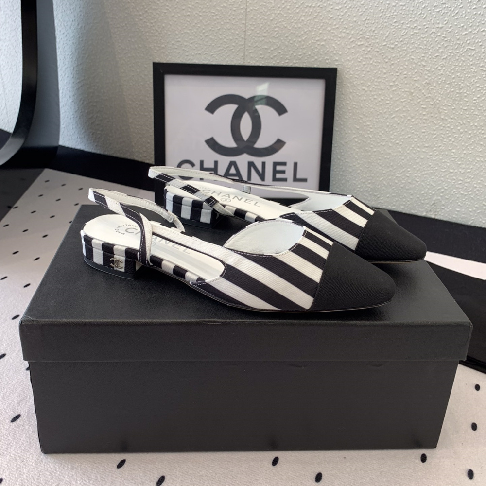 高仿Chanel*G31319B套腳露跟平底單鞋斑馬色免檢版