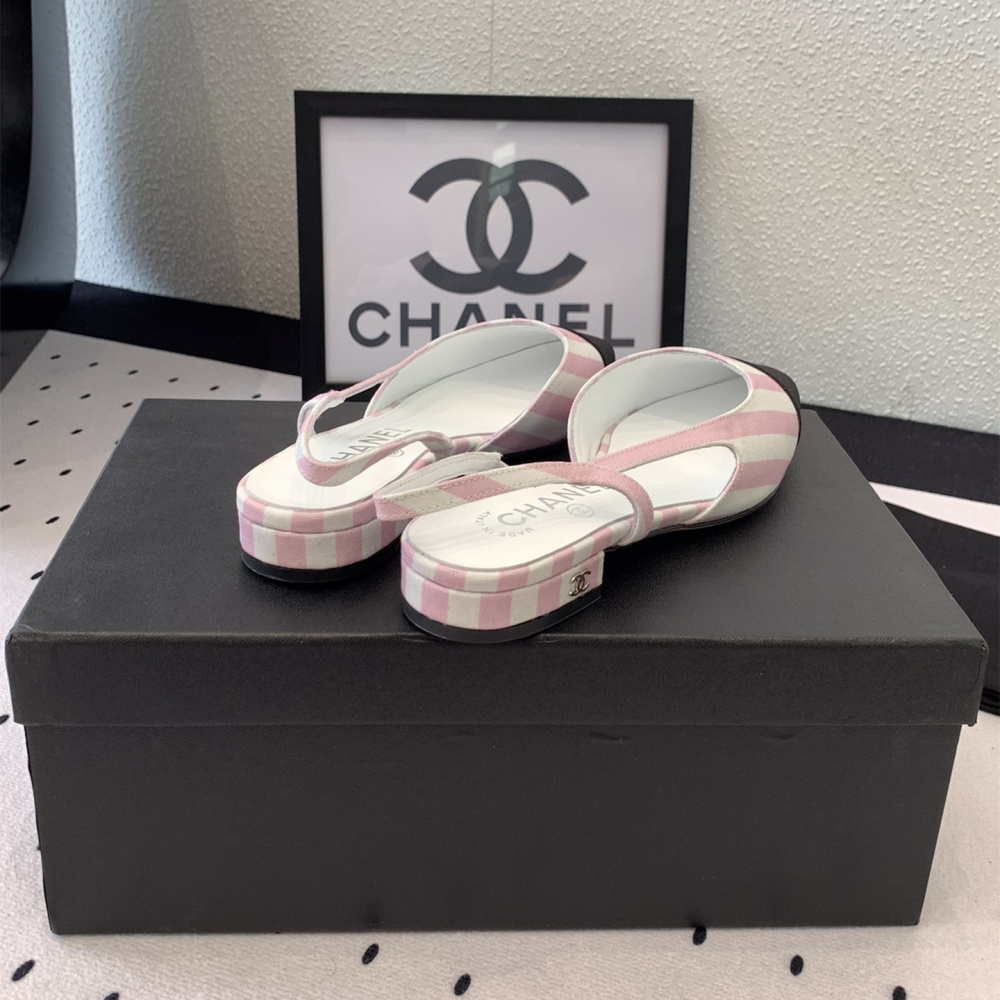 高仿Chanel*G31319A套腳露跟平底單鞋粉色免檢版