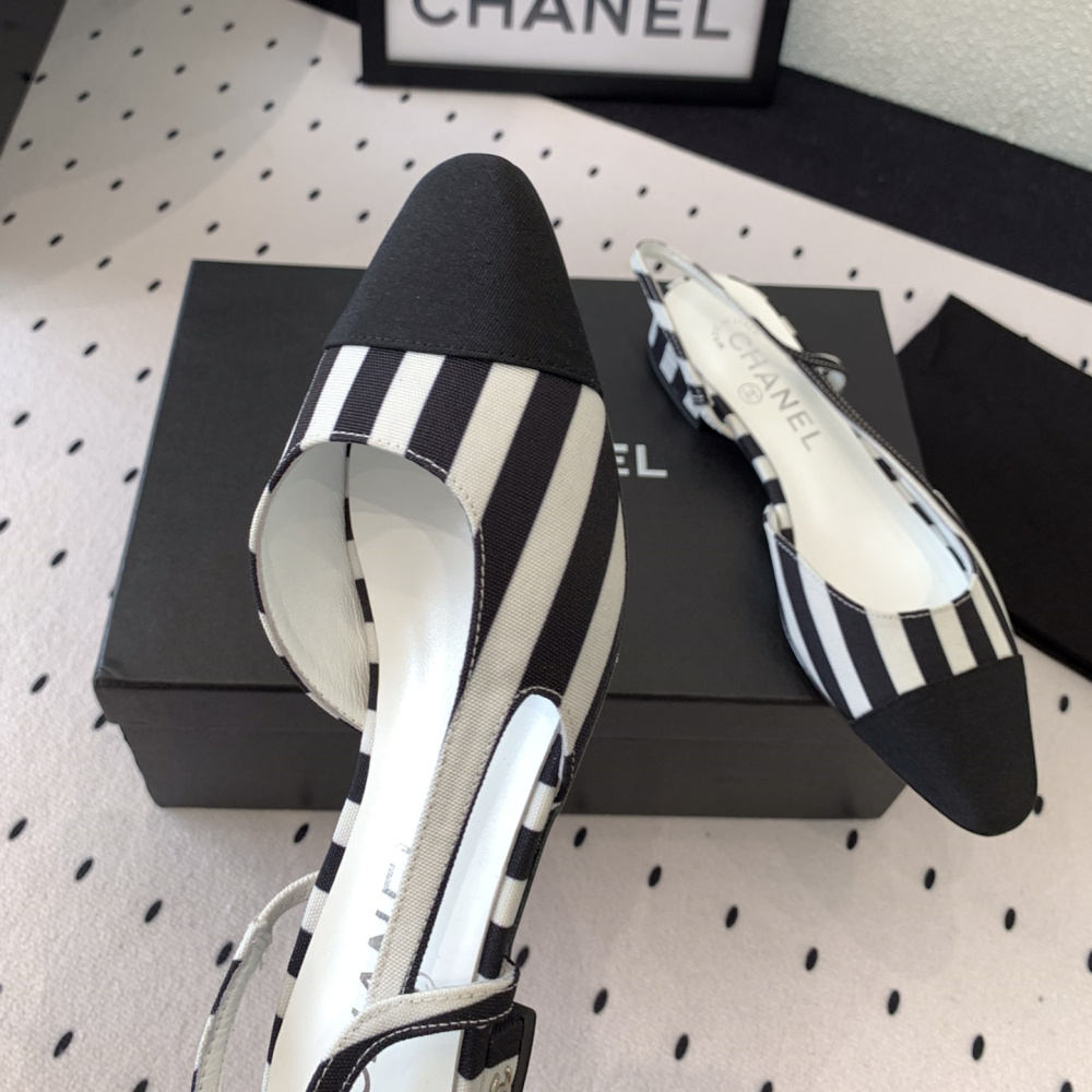 高仿Chanel*G31319B套腳露跟平底單鞋斑馬色免檢版